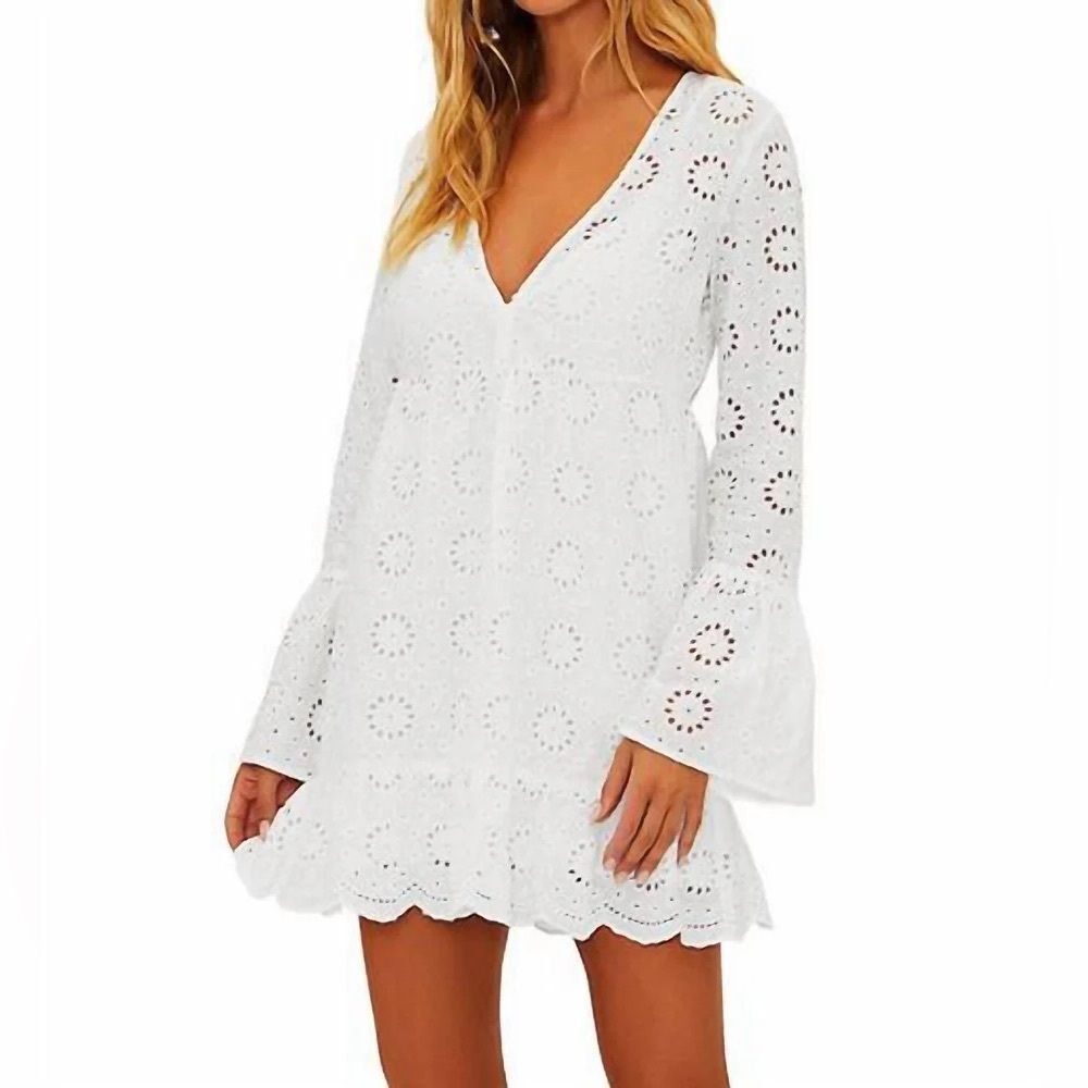 NWT Beach Riot White Delaney Eyelet Embroidered Mini Dress Size Small